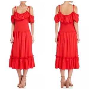 Rebecca minkoff new NWT red Mojave cotton blend tie sleeve midi dress XS